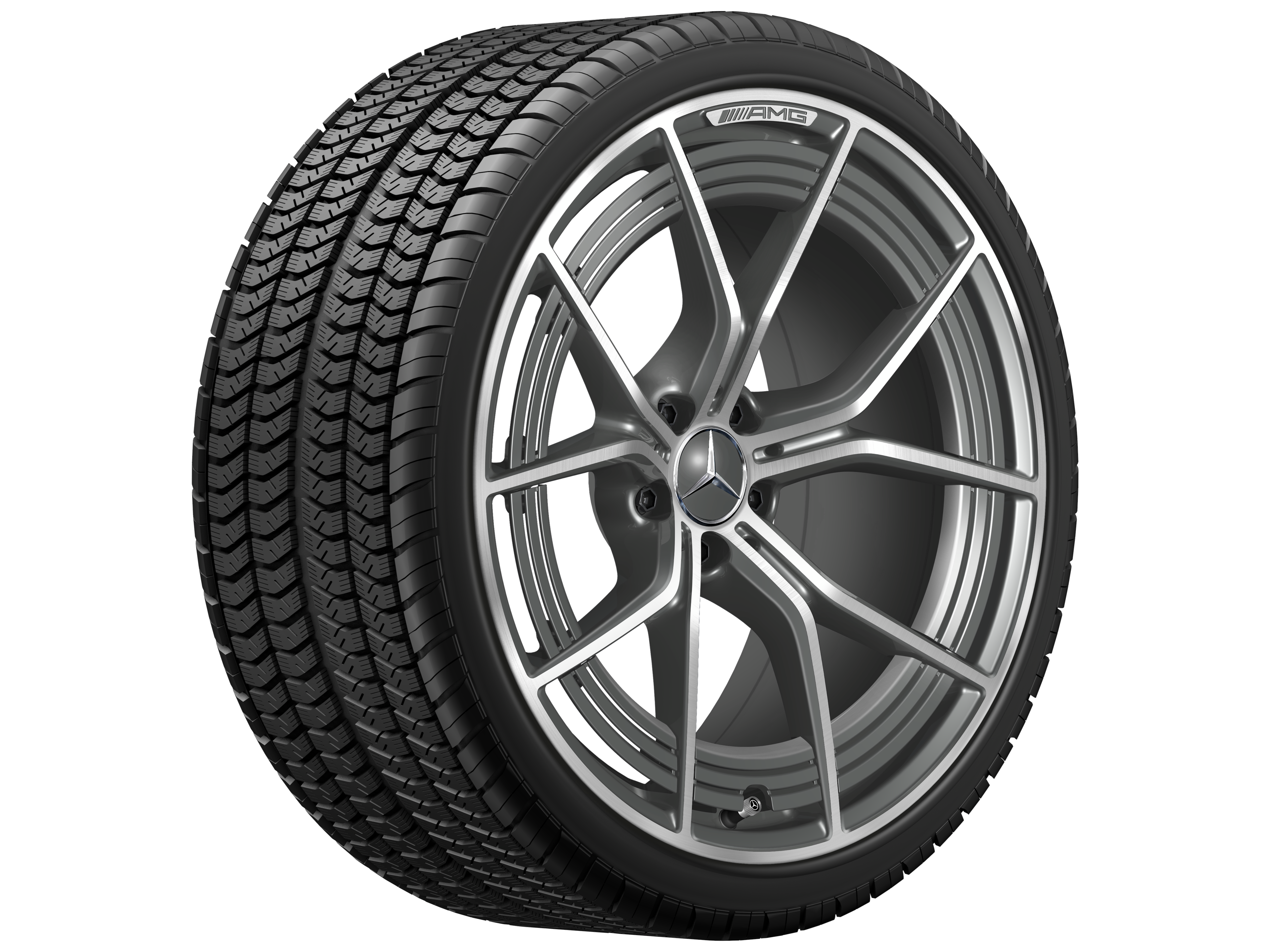 AMG forged wheel in 5-twin-spoke design, 53.3 cm (21-inch) - 11 J x 21 ET 60, tantalite grey, high-sheen