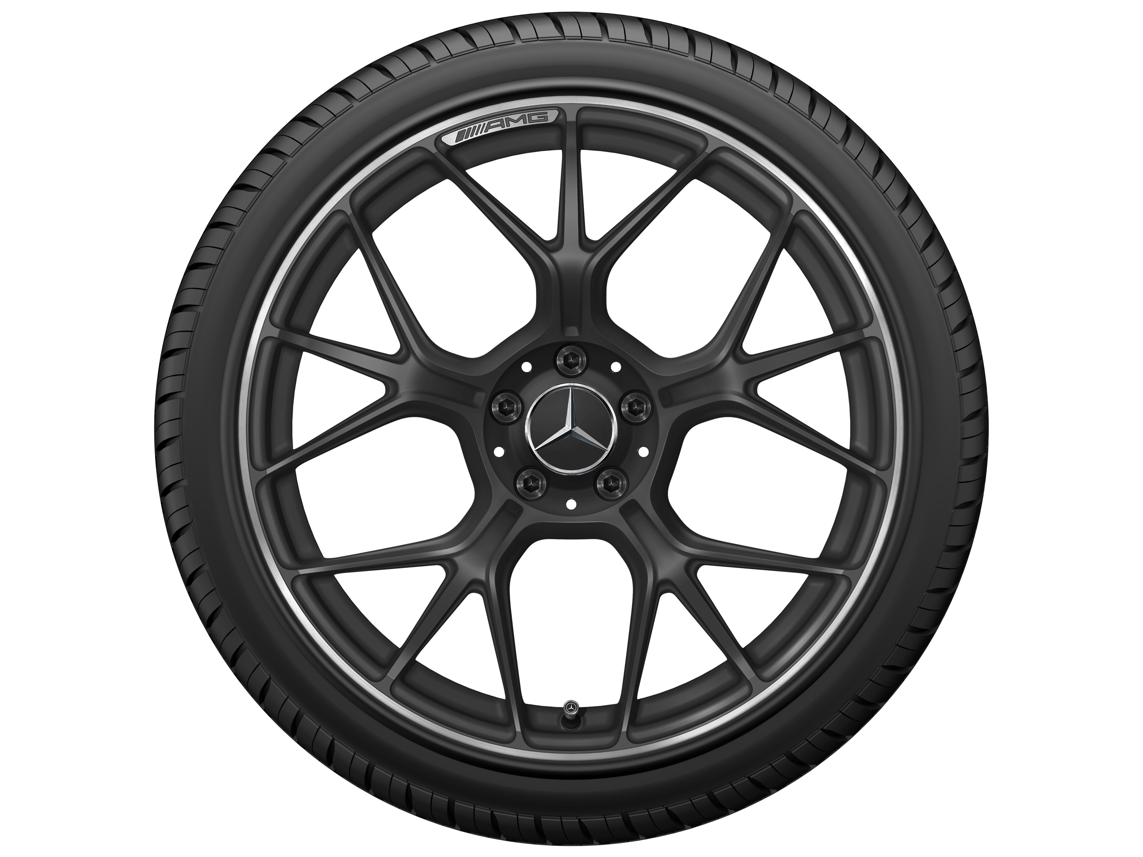 AMG forged wheel in cross-spoke design, 50.8 cm (20-inch), High-sheen rim flange - 11 J x 20 ET 24,1, matt black, high-sheen rim flange