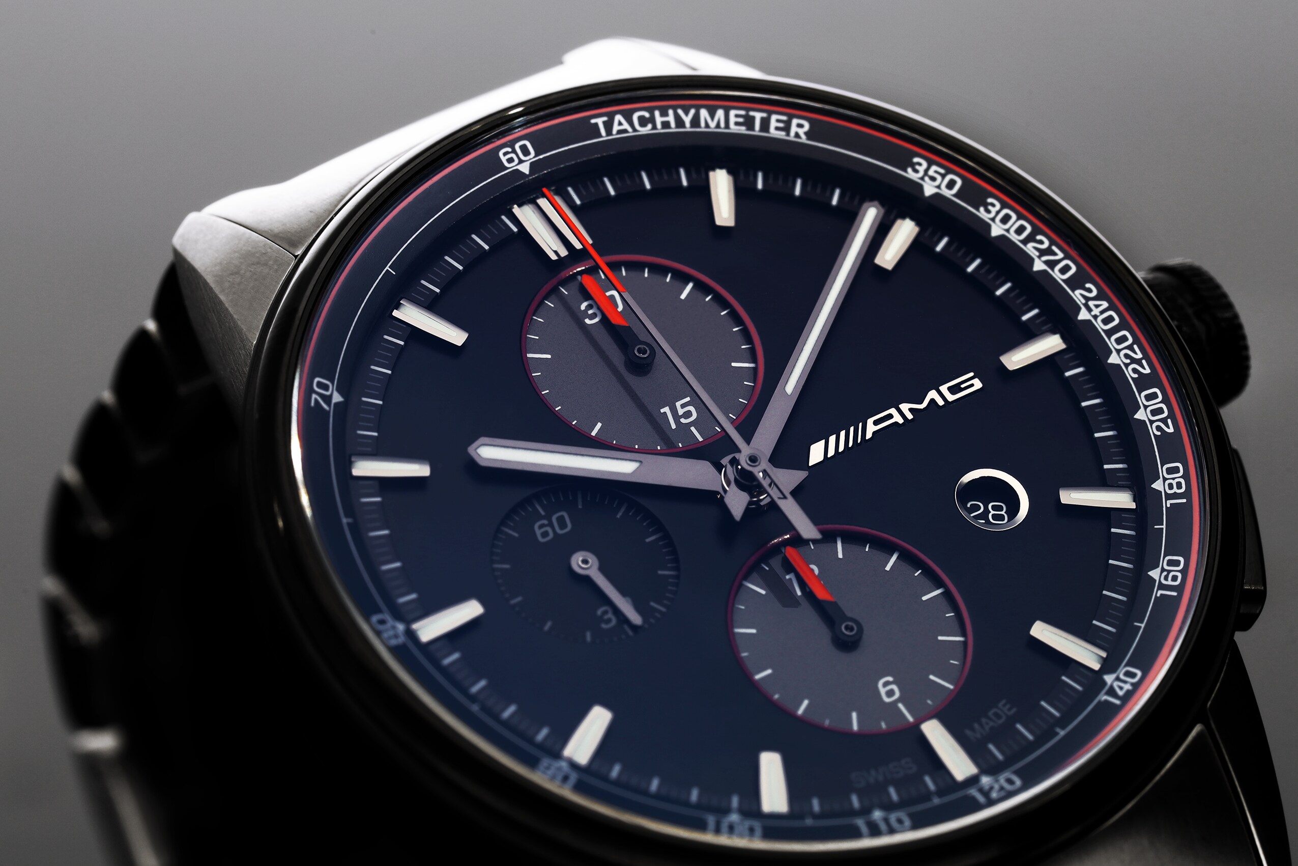 AMG automatic chronograph, Men, business - black / anthracite / red, Stainless steel / Titanium