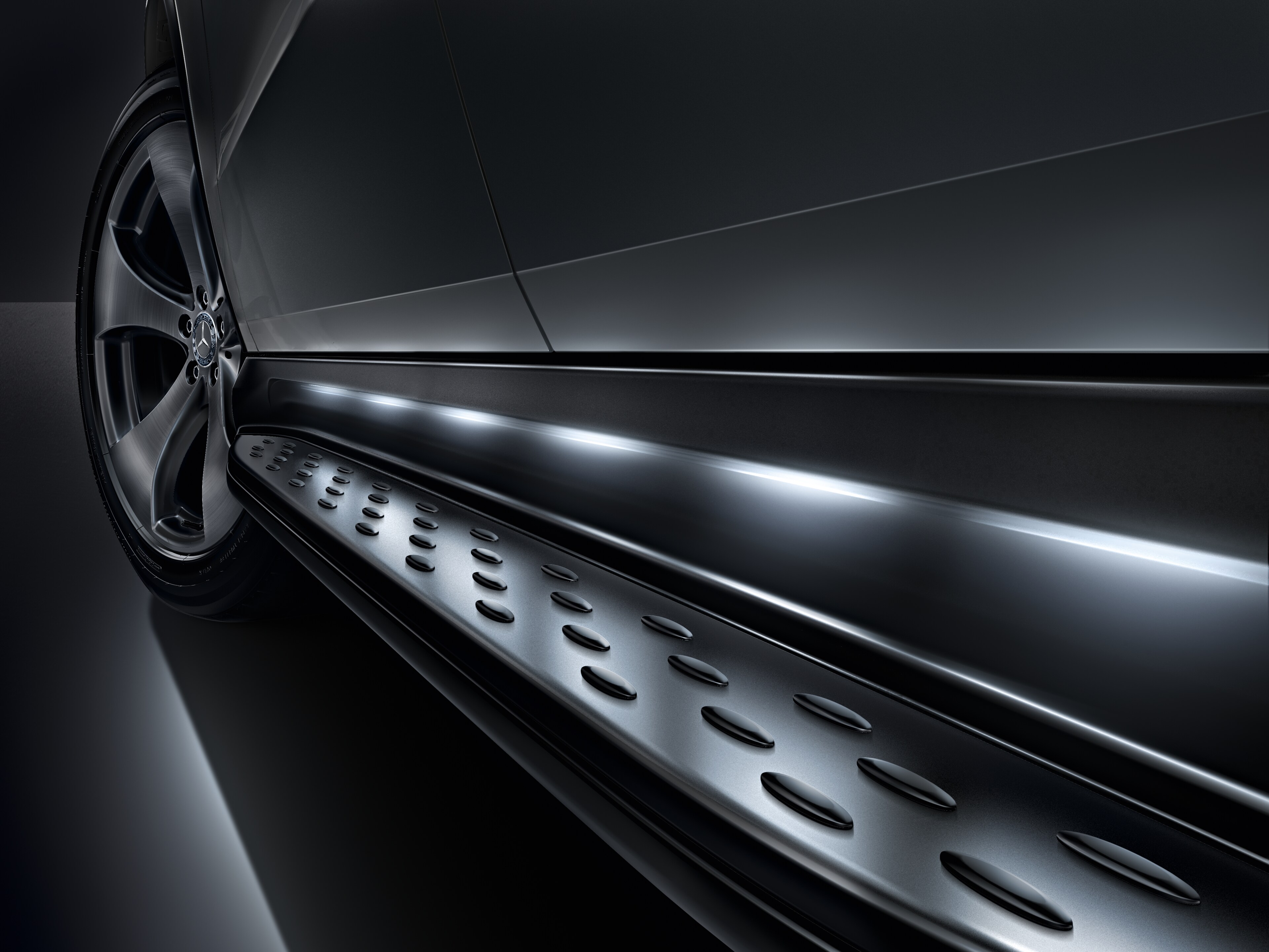 Running boards, Illuminated - Plastic, black