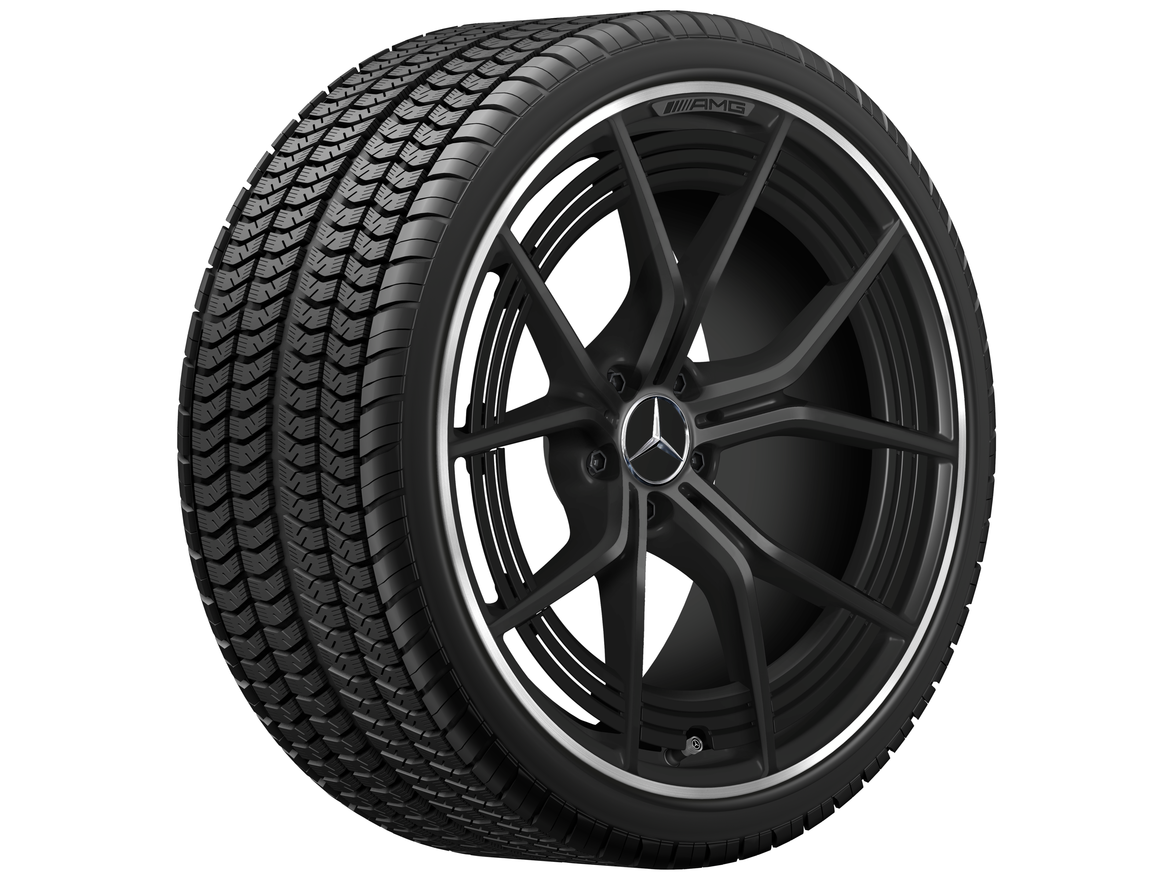 AMG forged wheel in cross-spoke design, 53.3 cm (21-inch), High-sheen rim flange - 11 J x 21 ET 33, matt black, high-sheen rim flange