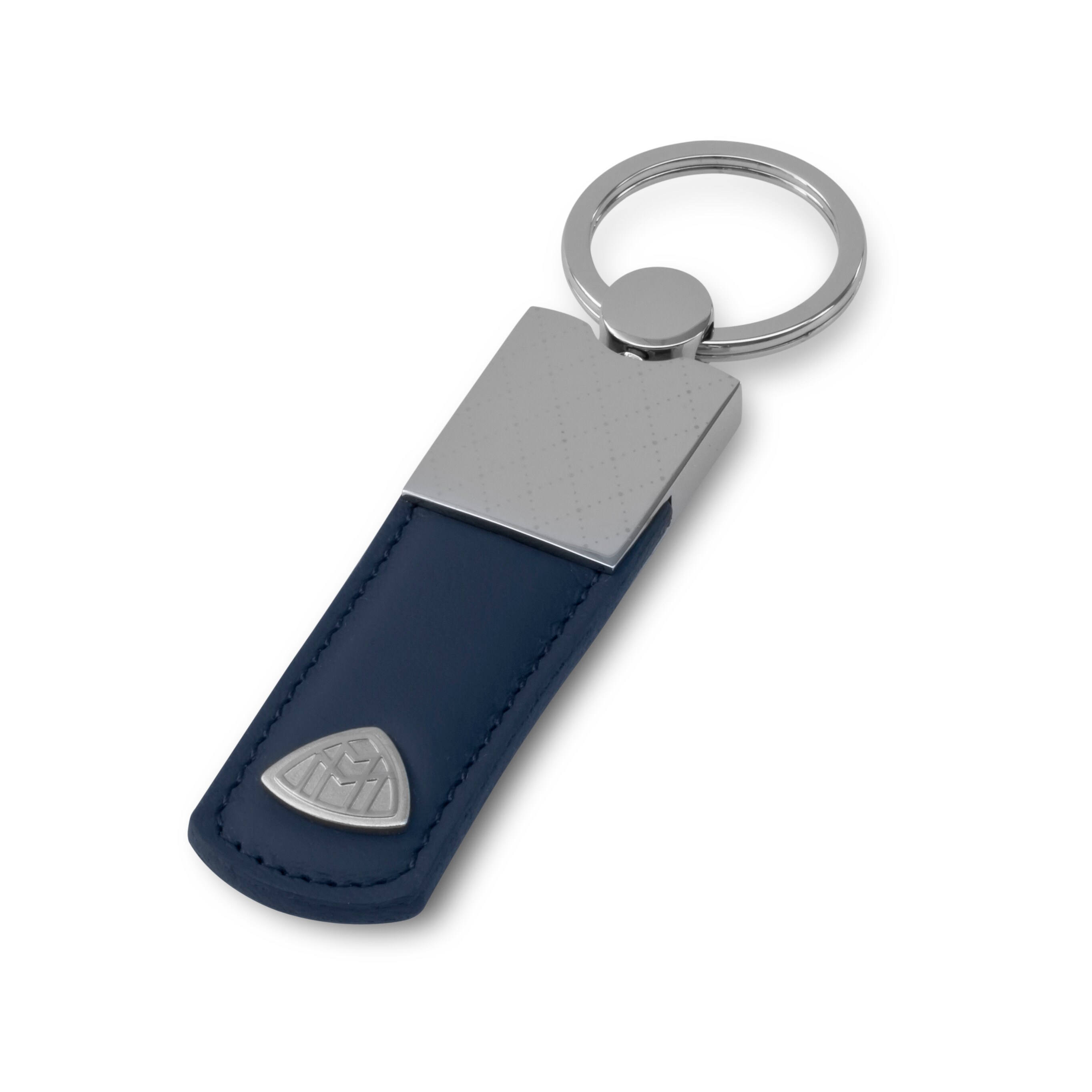 Key ring, Mercedes-Maybach, blue - blue / silver-coloured, Leather / Stainless steel