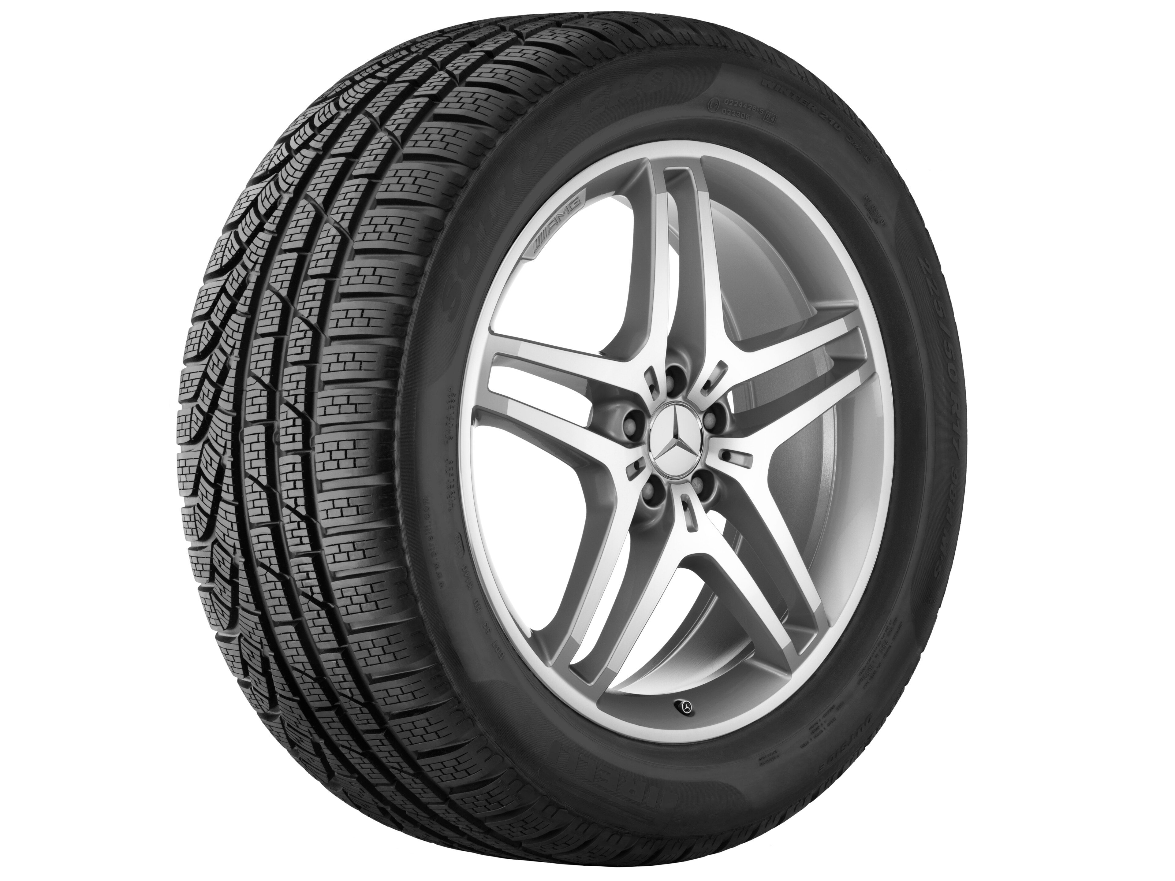 AMG 5-twin-spoke wheel, 53.3 cm (21-inch) - 9 J x 21 ET 53, silver-coloured, high-sheen