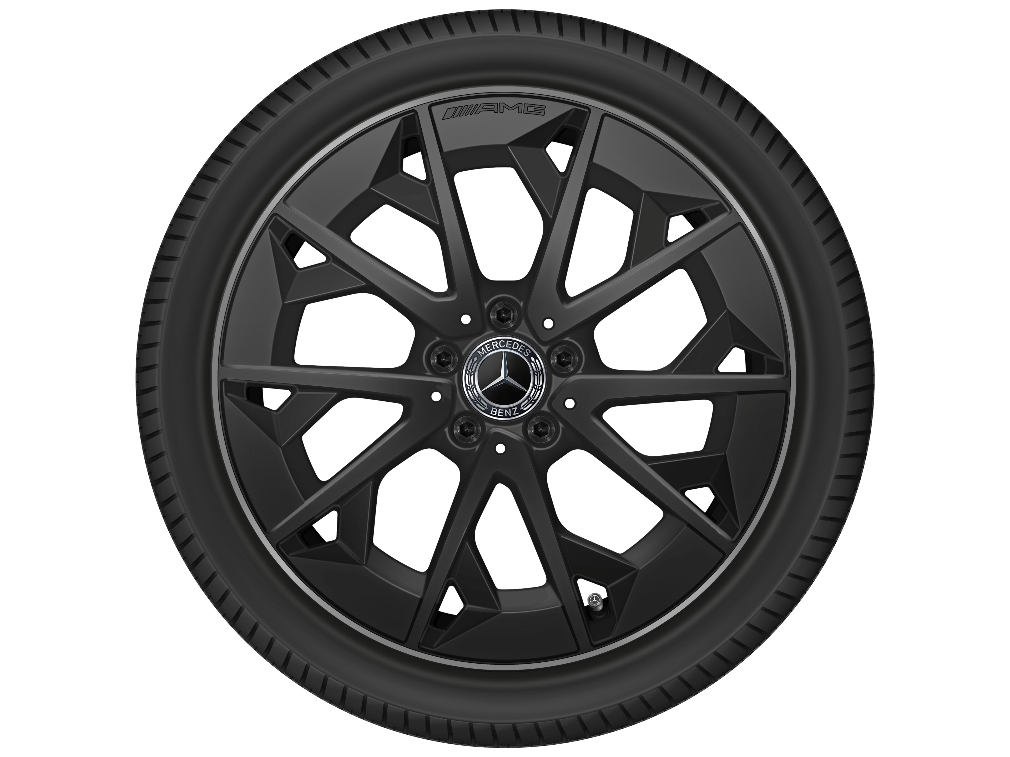 AMG light-alloy wheel, in cross-spoke design, 48.3 cm (19-inch) - 7,5 J x 19 ET 48,4, matt black / techgold matt