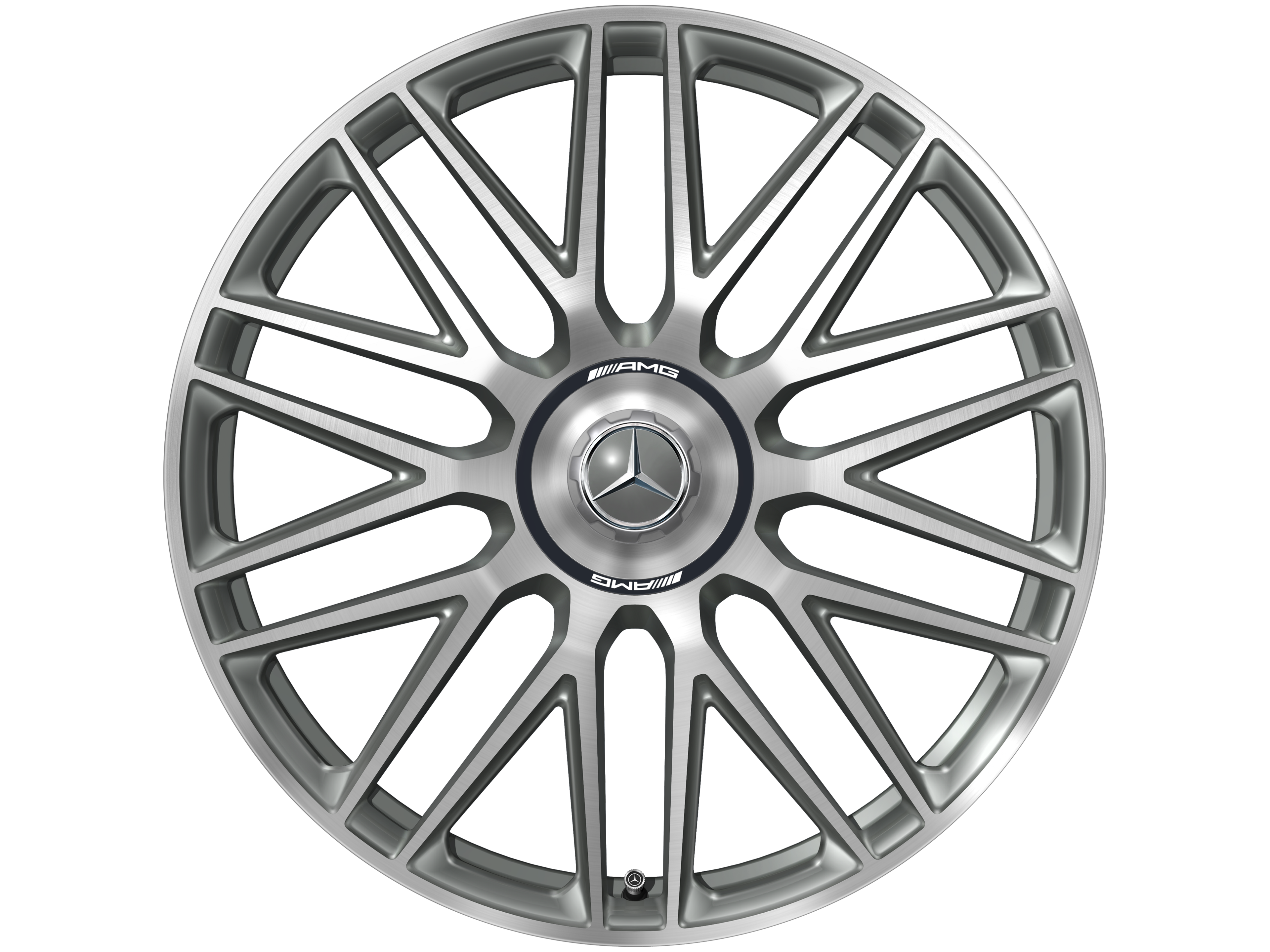 AMG 10-twin-spoke forged wheel, 53.3 cm (21-inch) - 10,5 J x 21 ET 42, titanium grey, high-sheen