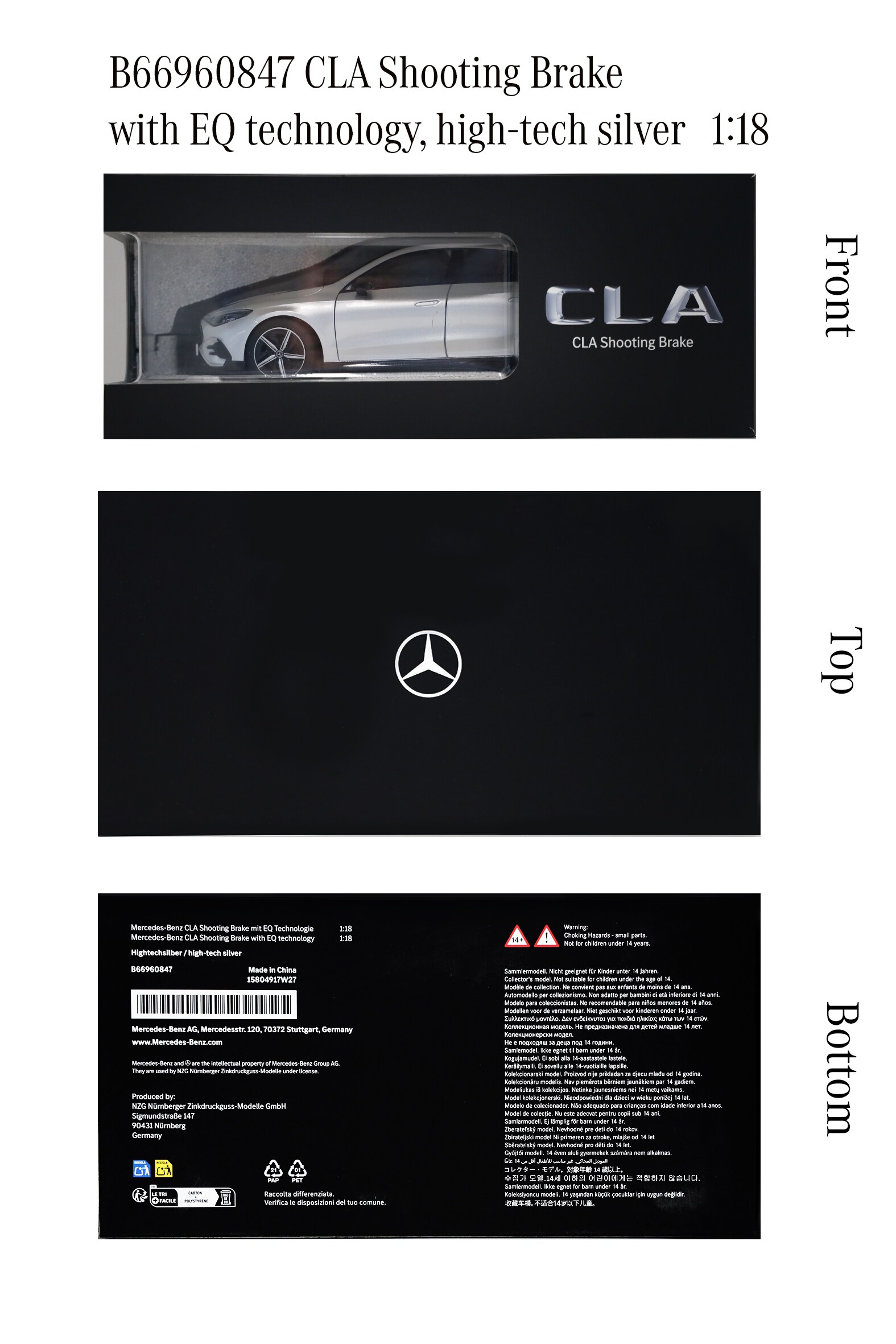 CLA, Shooting Brake, X174 - high-tech silver, NZG, 1:18