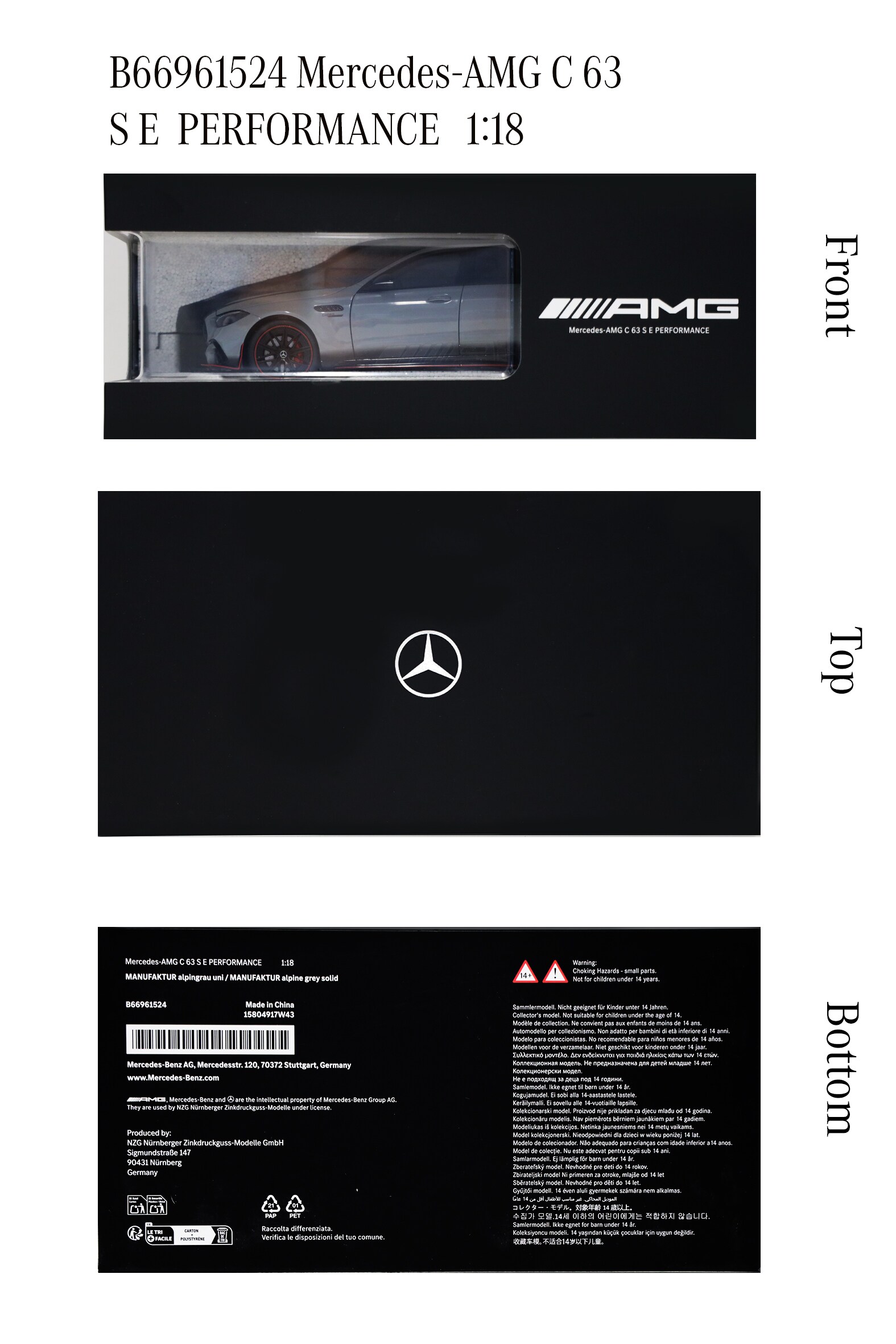 Mercedes-AMG C 63, W206 - MANUFAKTUR alpine grey non-metallic, NZG, 1:18