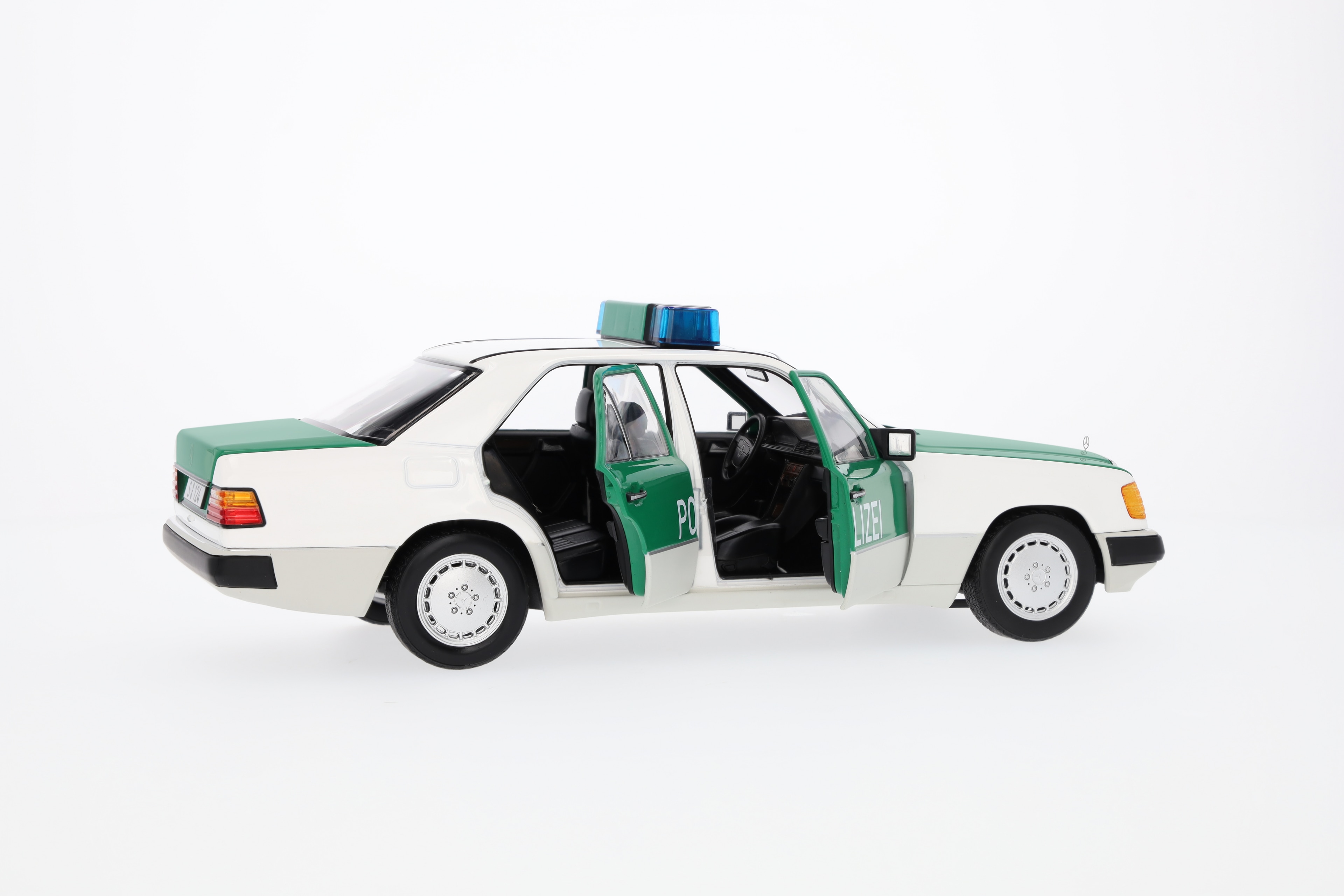 230 E, W 124 (1989-1993), Saloon, Police - white / green, Norev, 1:18