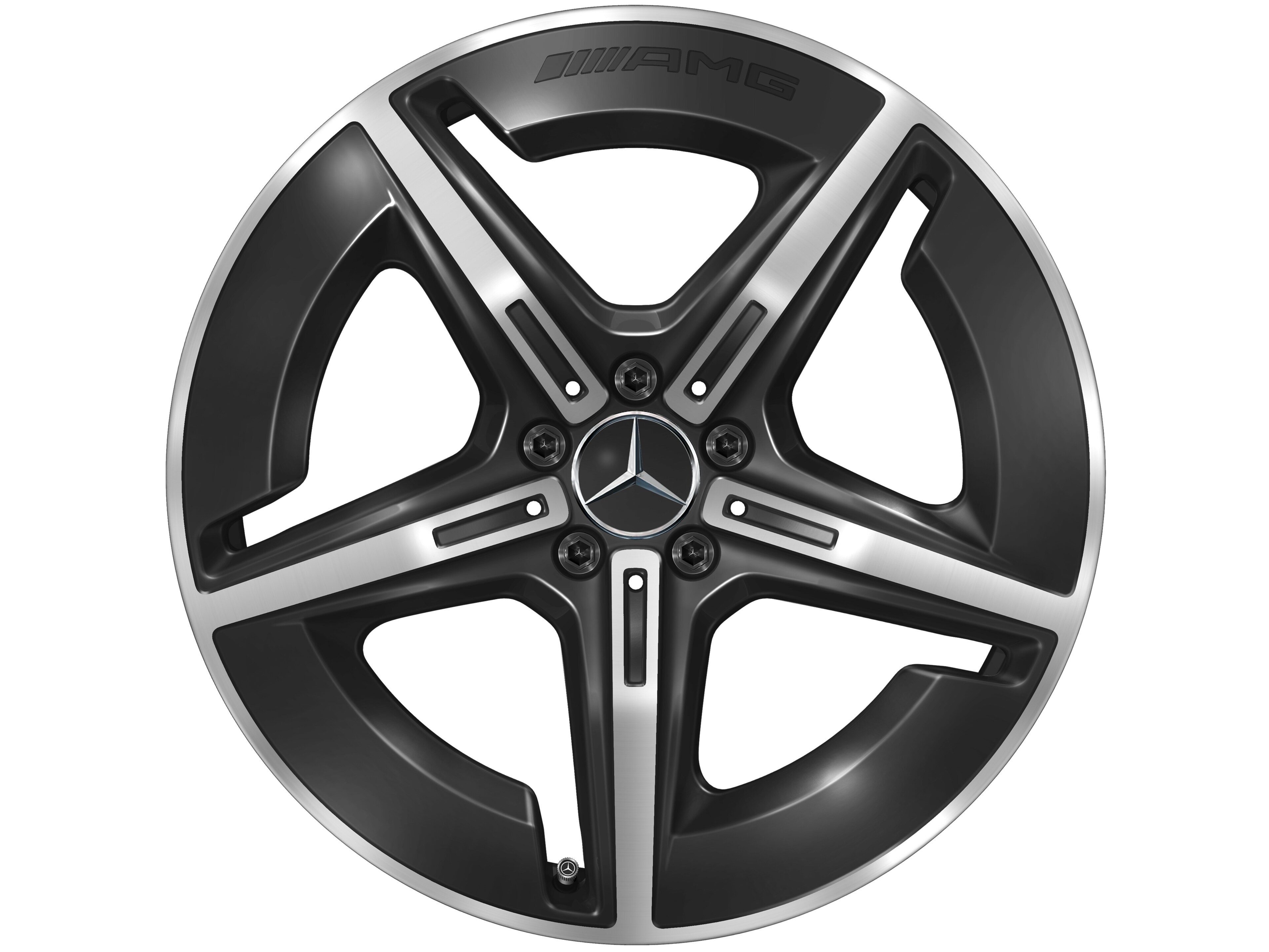 AMG light-alloy wheel, in 5-spoke design, 50.8 cm (20-inch), aerodynamically optimized - 8 J x 20 ET 32,7, black, high-sheen