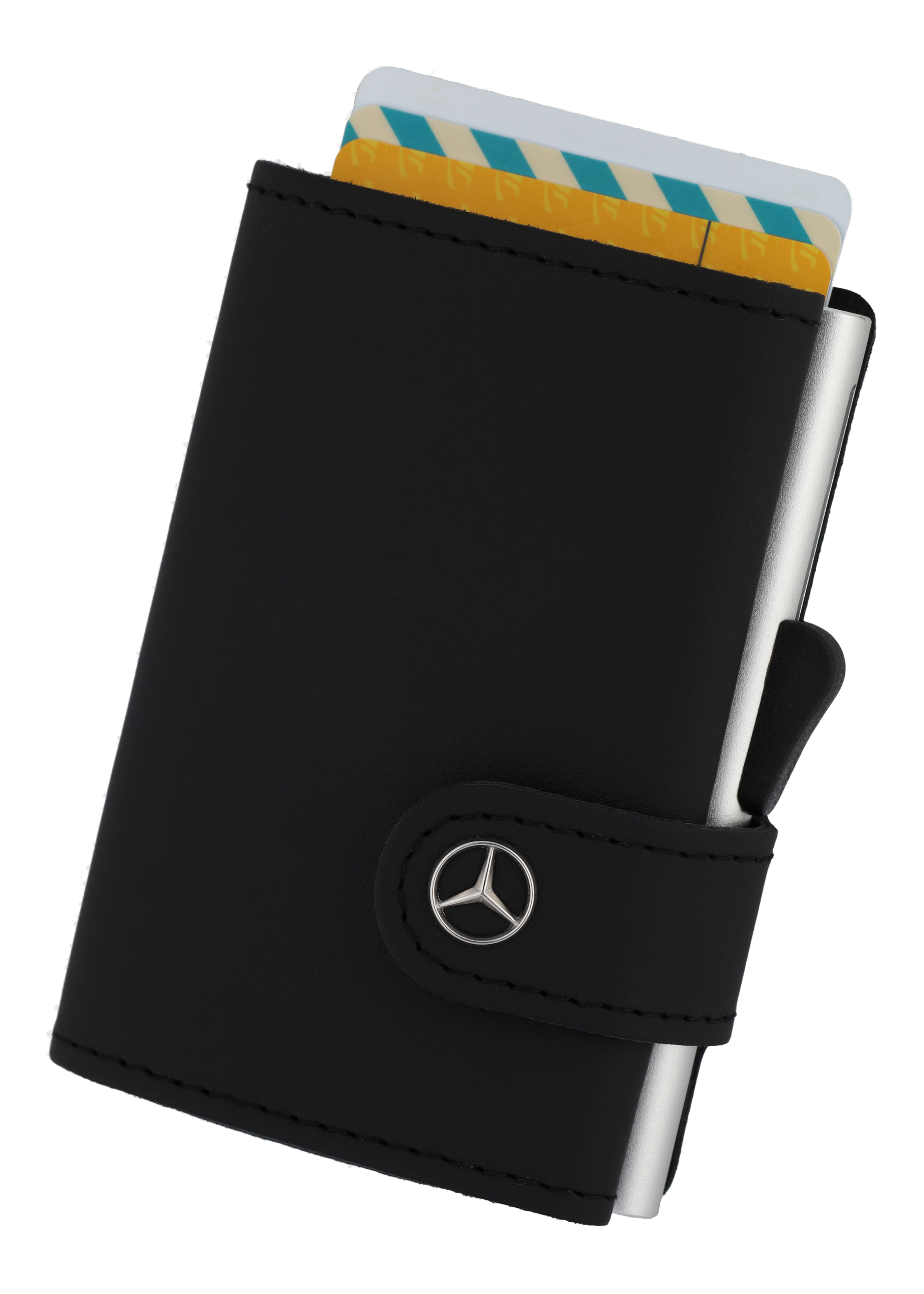 Mini wallet, Vehicle leather - black, Leather