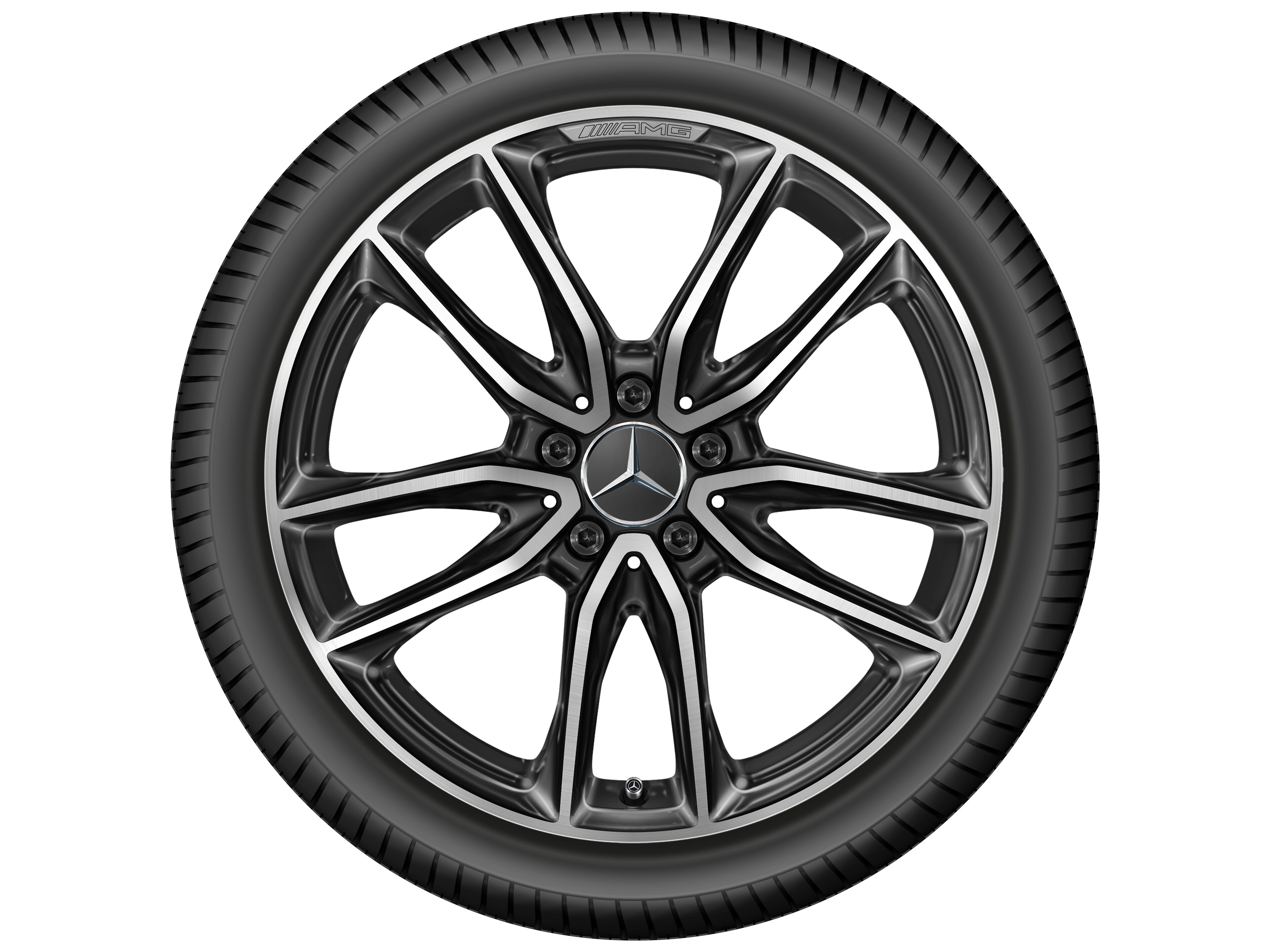 AMG 5-twin-spoke wheel, 48.3 cm (19-inch) - 7,5 J x 19 ET 49, black, high-sheen