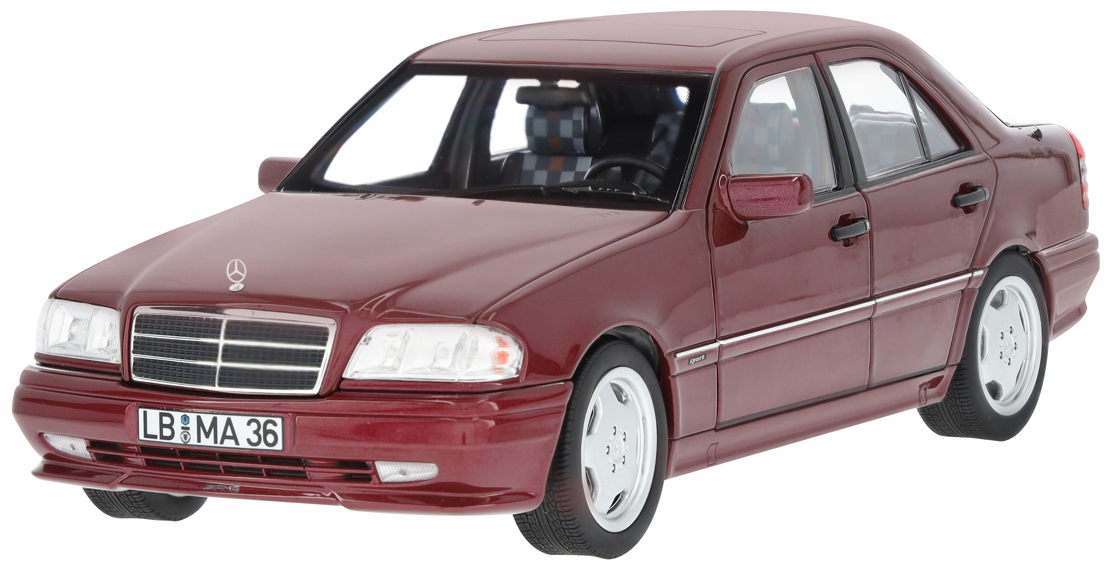 C 36 AMG Saloon W 202 (1993-1997) - almandine red, Norev, 1:18