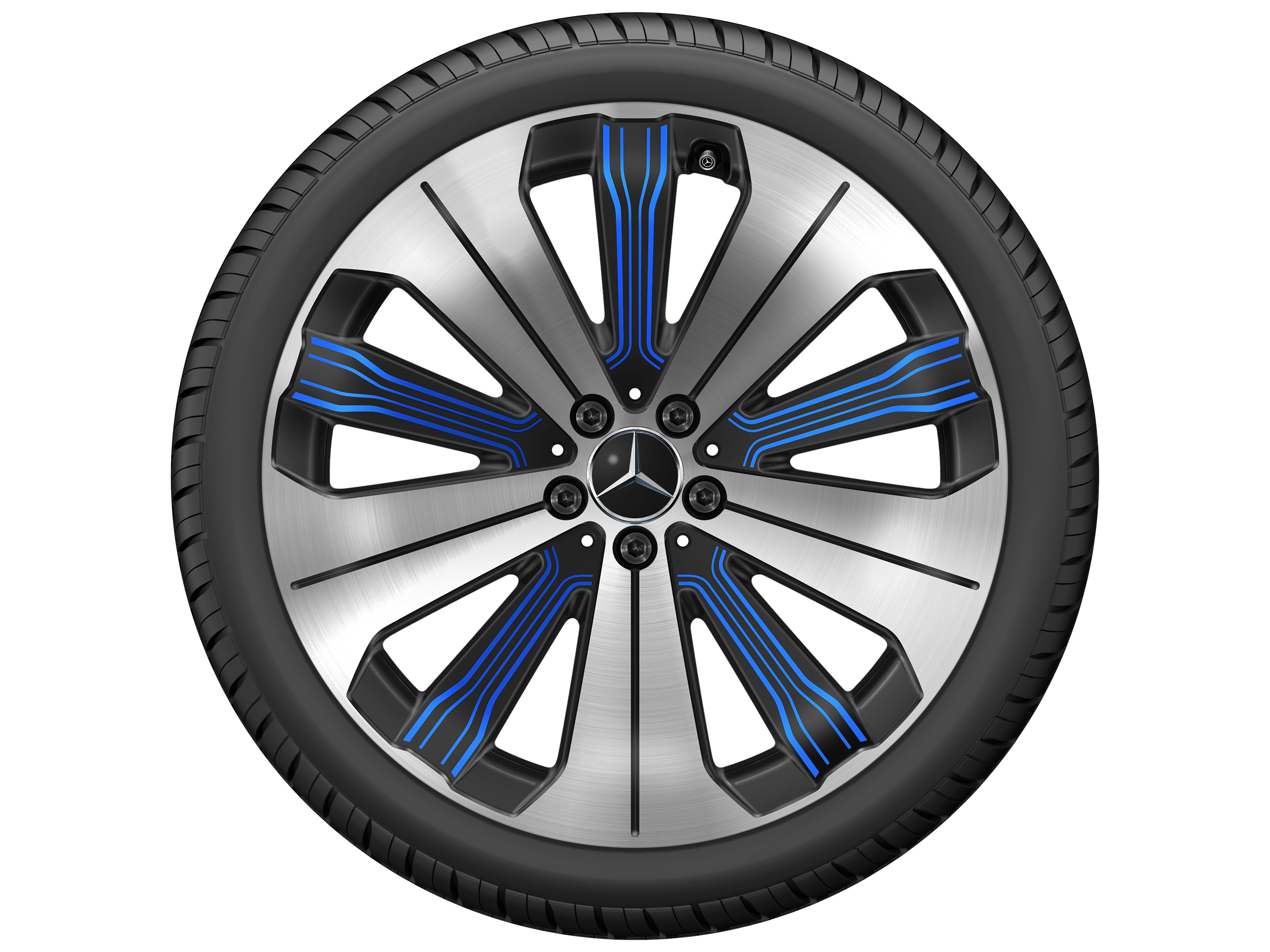 10-spoke wheel, Aero, 53.3 cm (21-inch), High-sheen finish - 9,5 J x 21 ET 41,5, black / blue, high-sheen