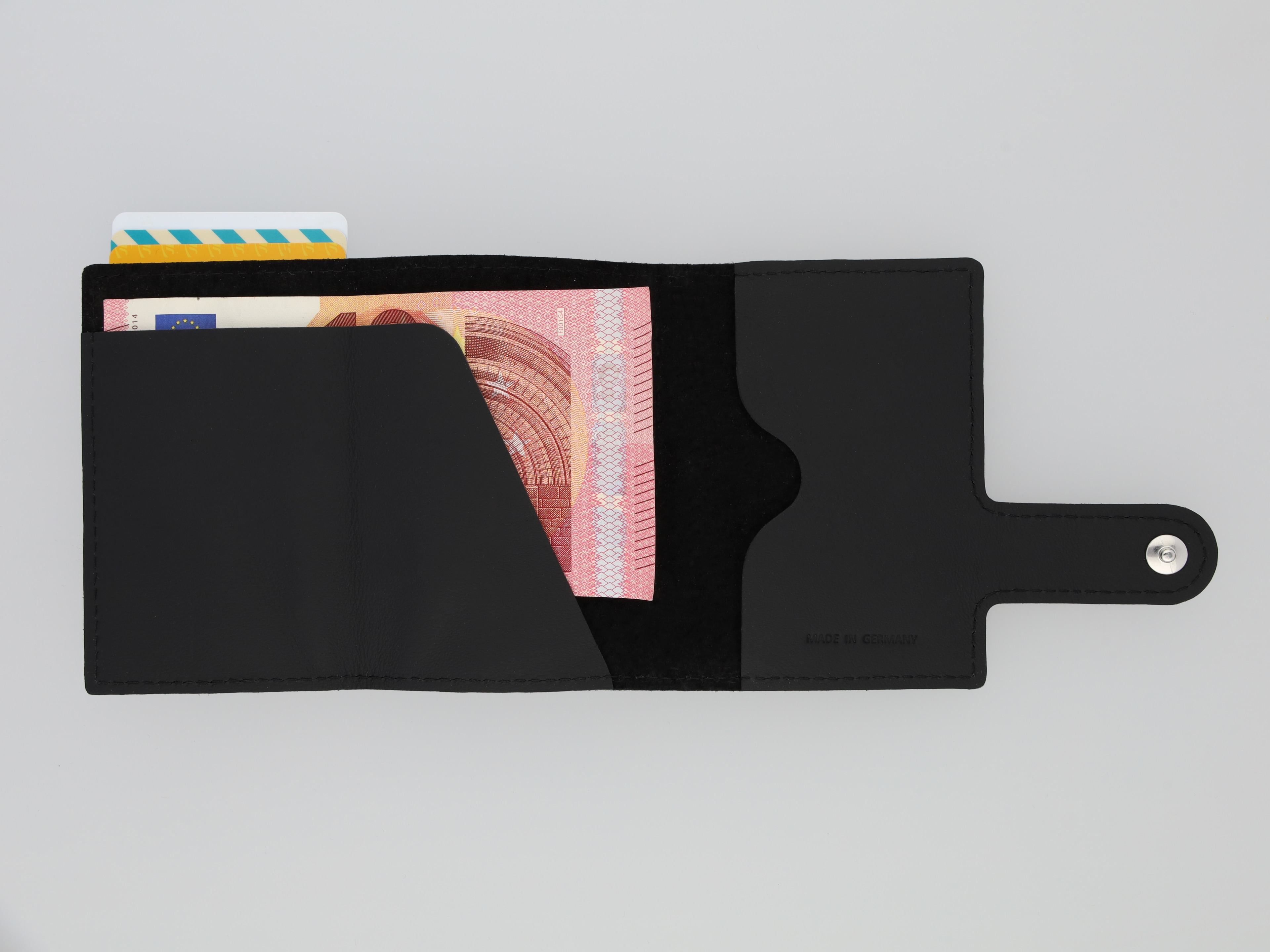 Mini wallet, Vehicle leather - black, Leather