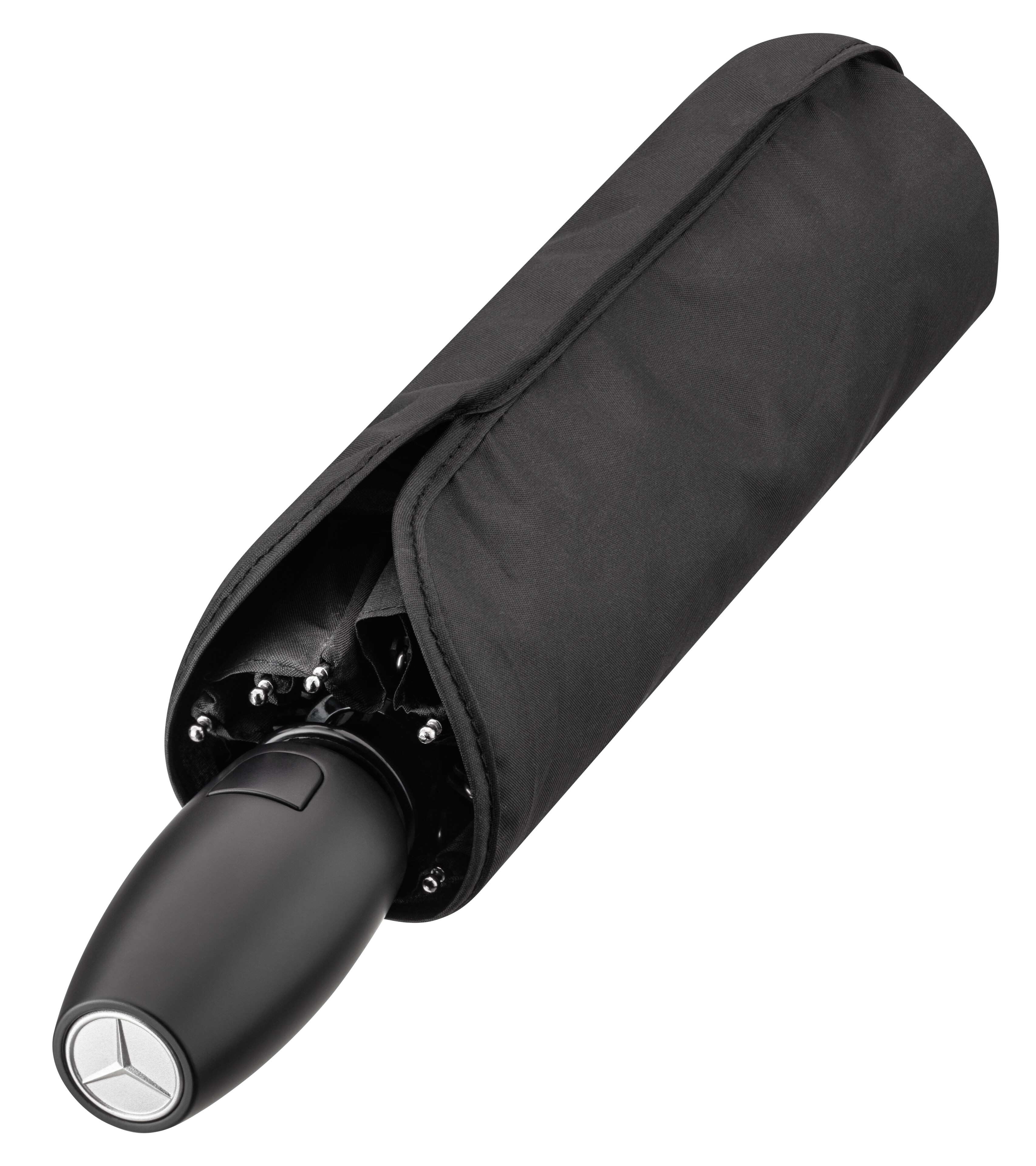 Taschenschirm - schwarz, Stahl / Kunststoff / Polyester (recycelt)