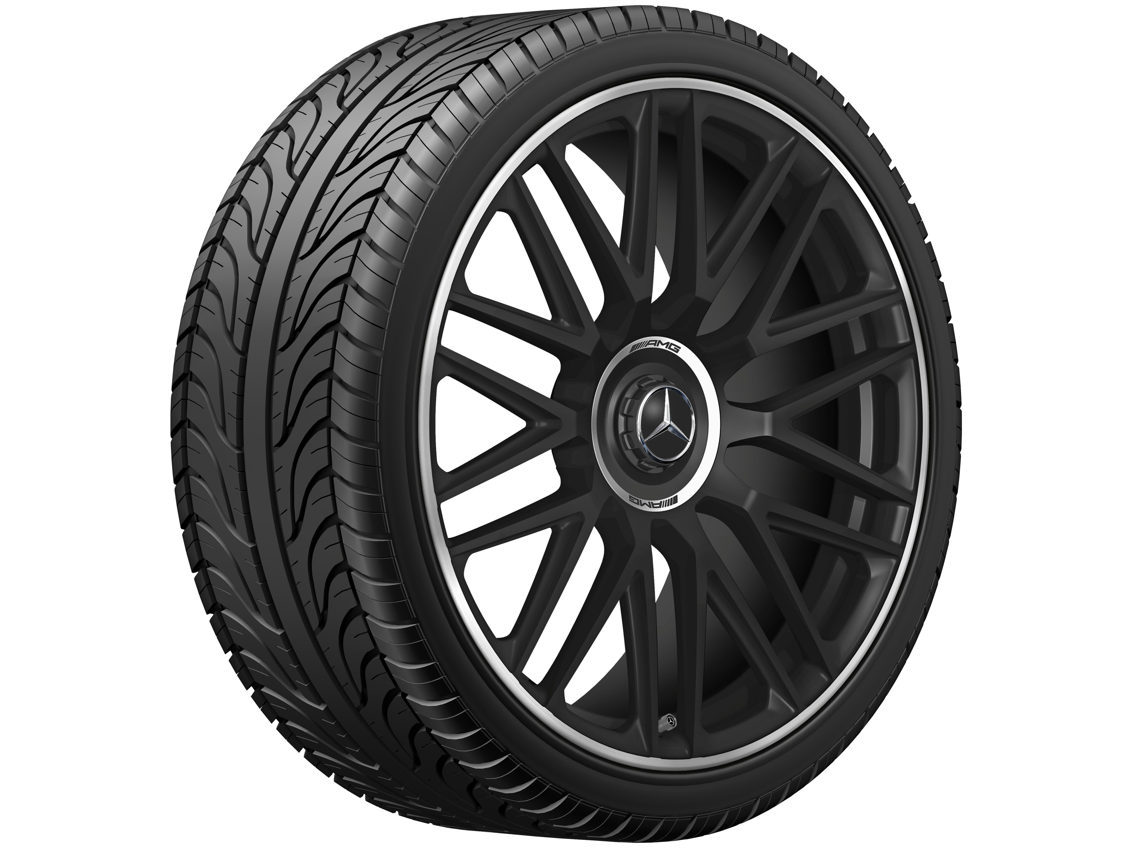 AMG 10-twin-spoke forged wheel, 53.3 cm (21-inch), High-sheen rim flange - 10,5 J x 21 ET 42, matt black, high-sheen rim flange