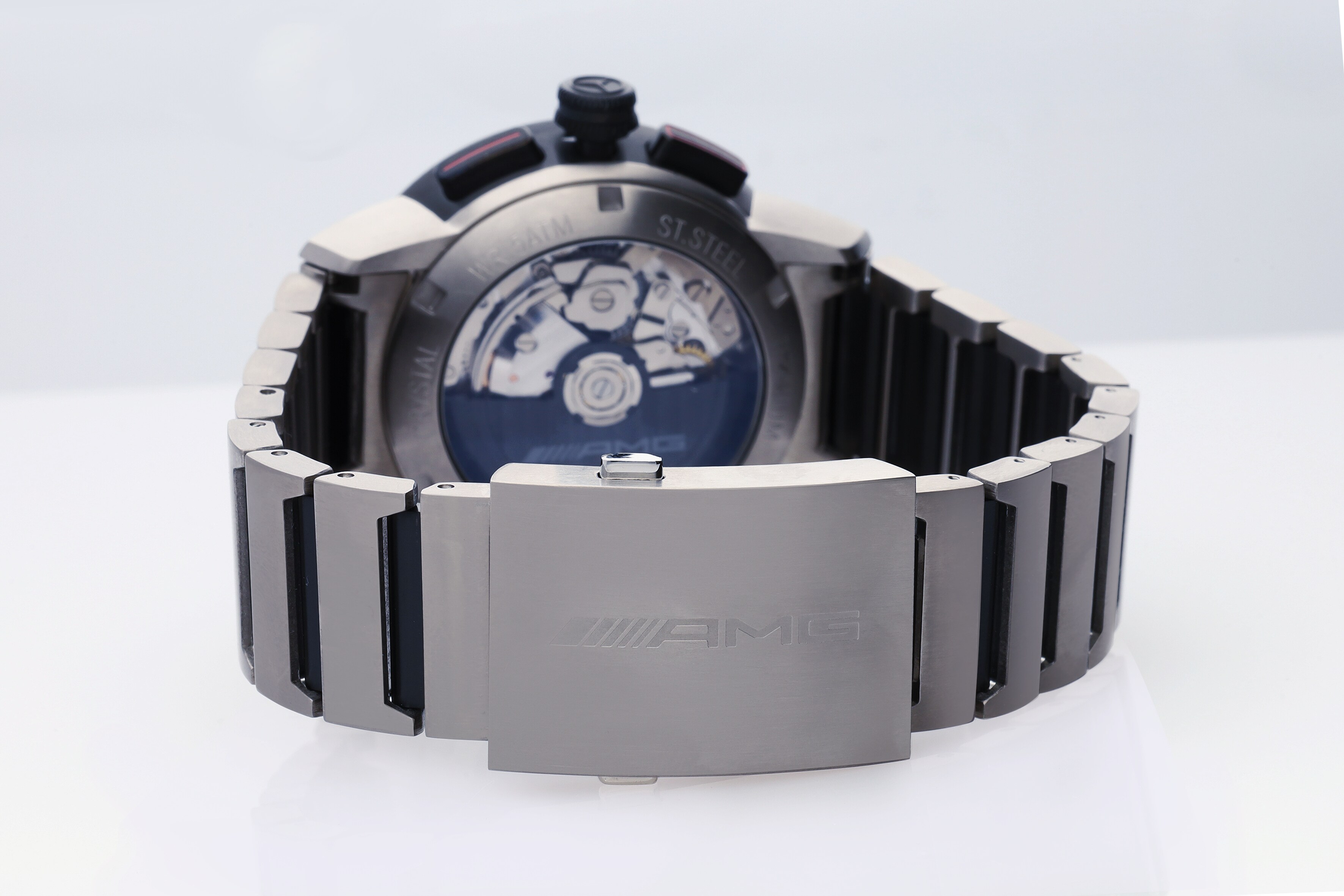 AMG automatic chronograph, Men, business - black / anthracite / red, Stainless steel / Titanium
