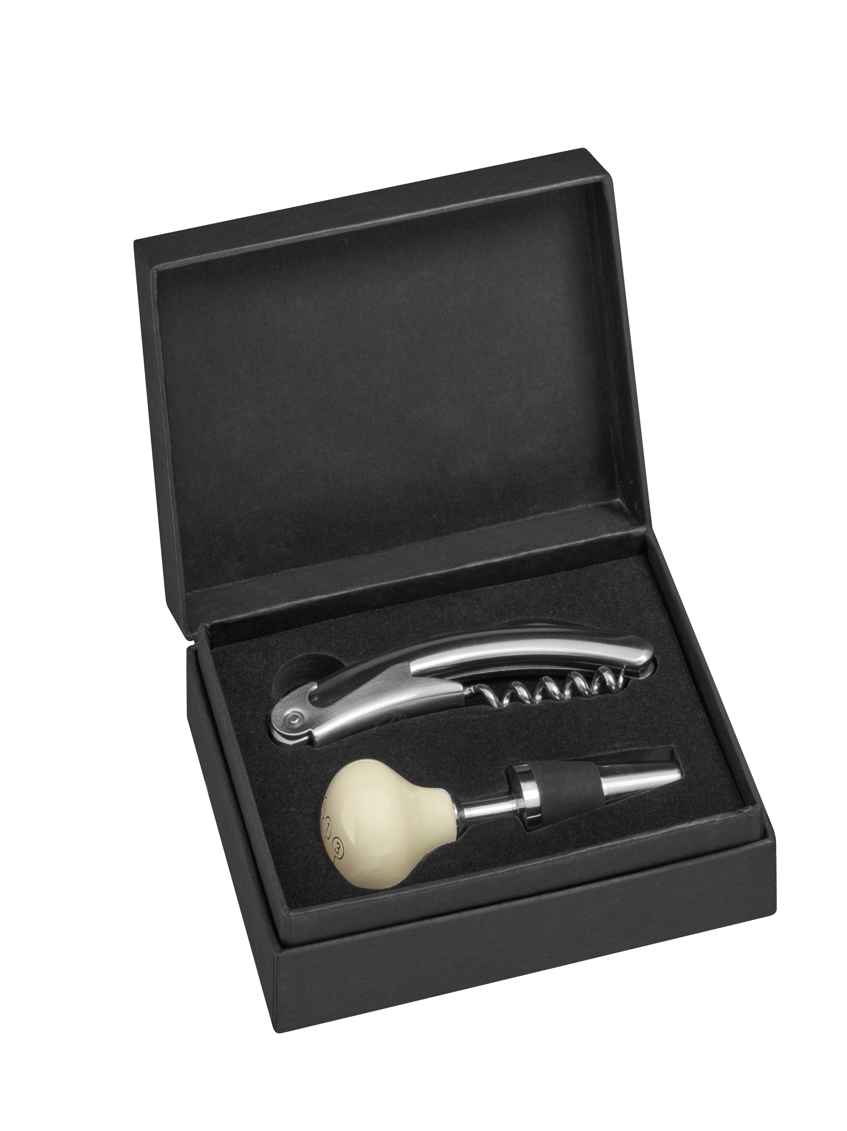 Wine set, 300 SL, Shift lever knob - silver-coloured / cream beige, Stainless steel / Wood