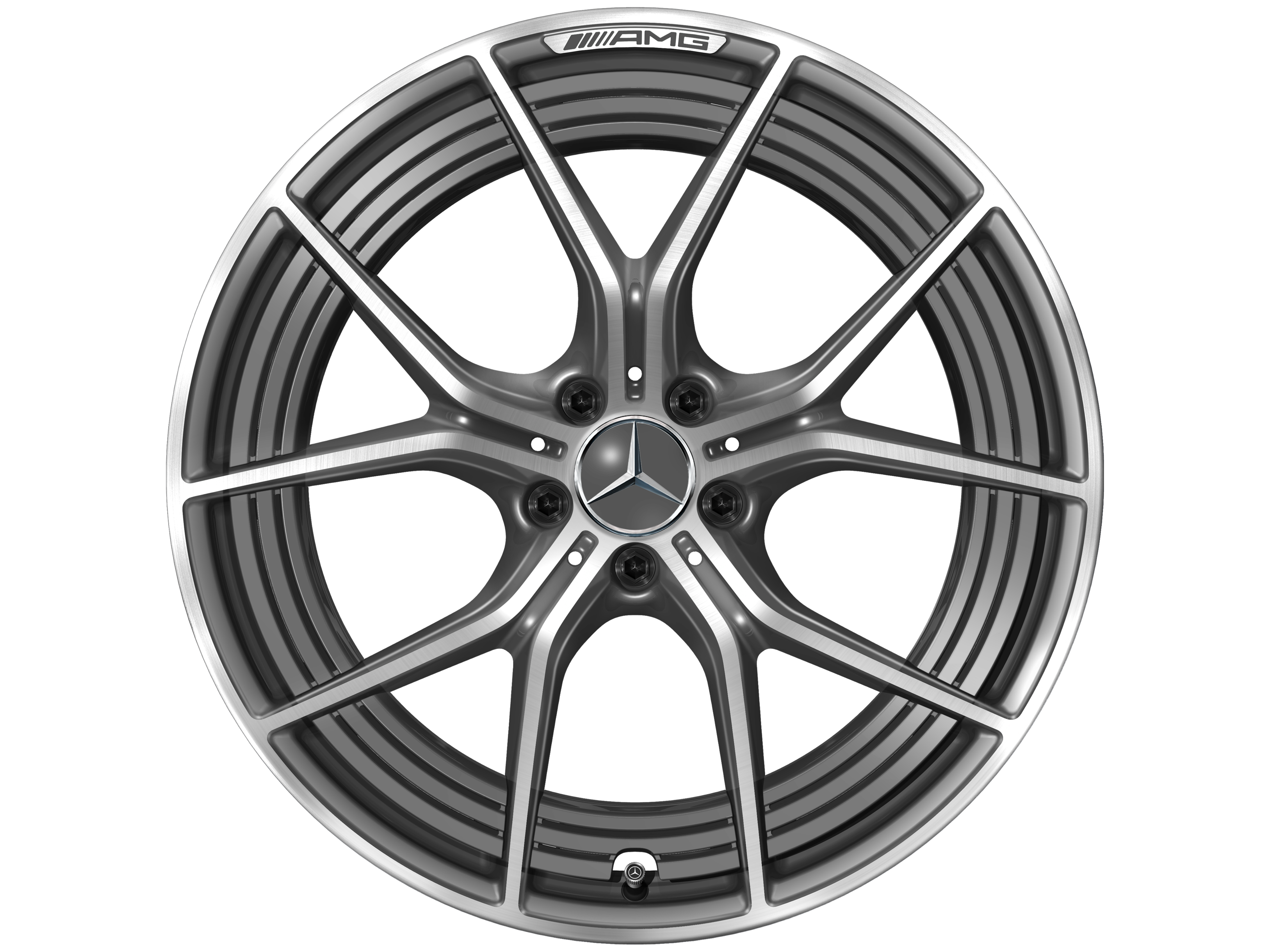 AMG forged wheel in 5-twin-spoke design, 53.3 cm (21-inch) - 11 J x 21 ET 60, tantalite grey, high-sheen