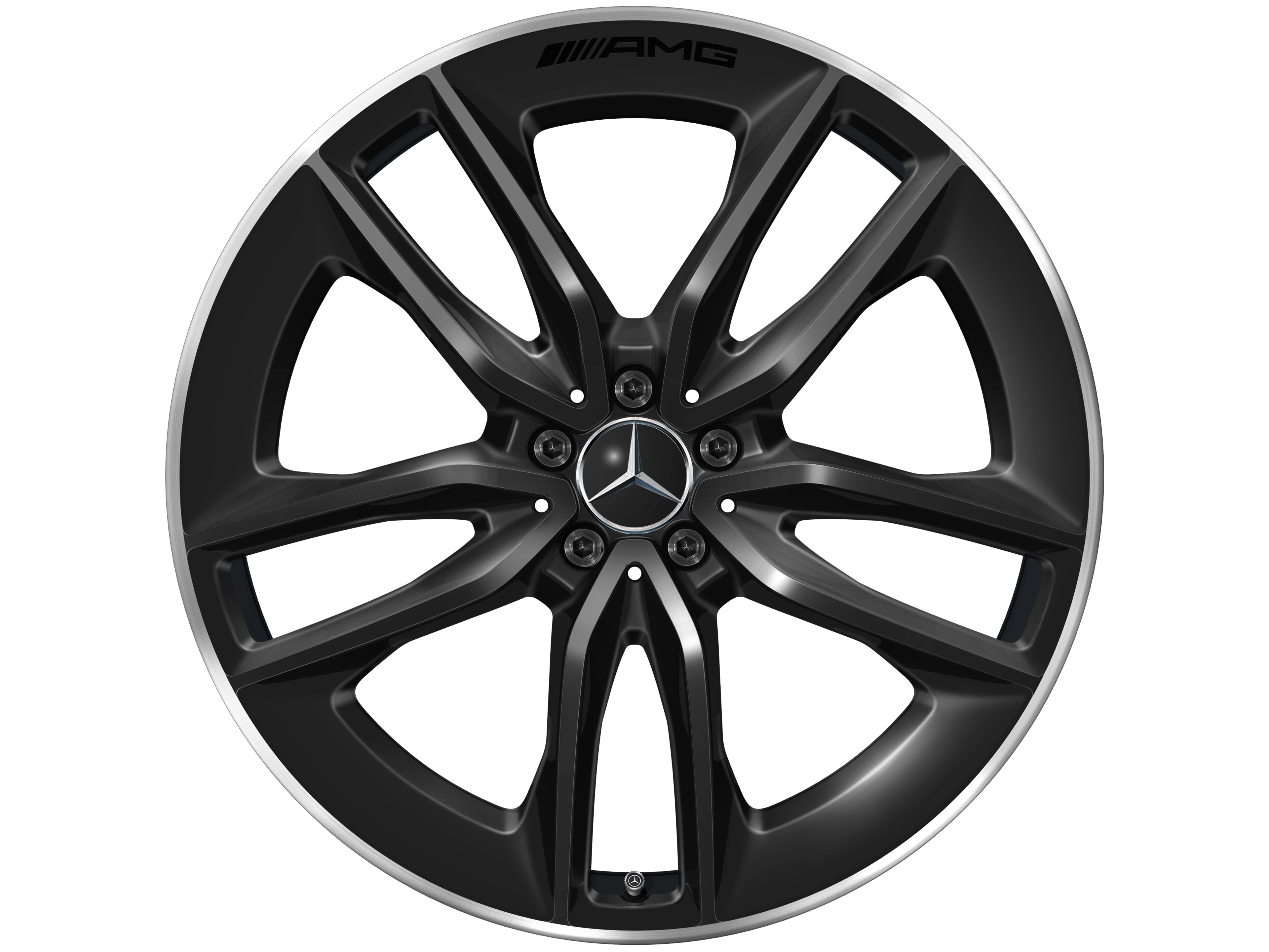 AMG 5-twin-spoke wheel, 55.9 cm (22-inch), High-sheen rim flange - 10 J x 22 ET 56,1, black, high-sheen rim flange