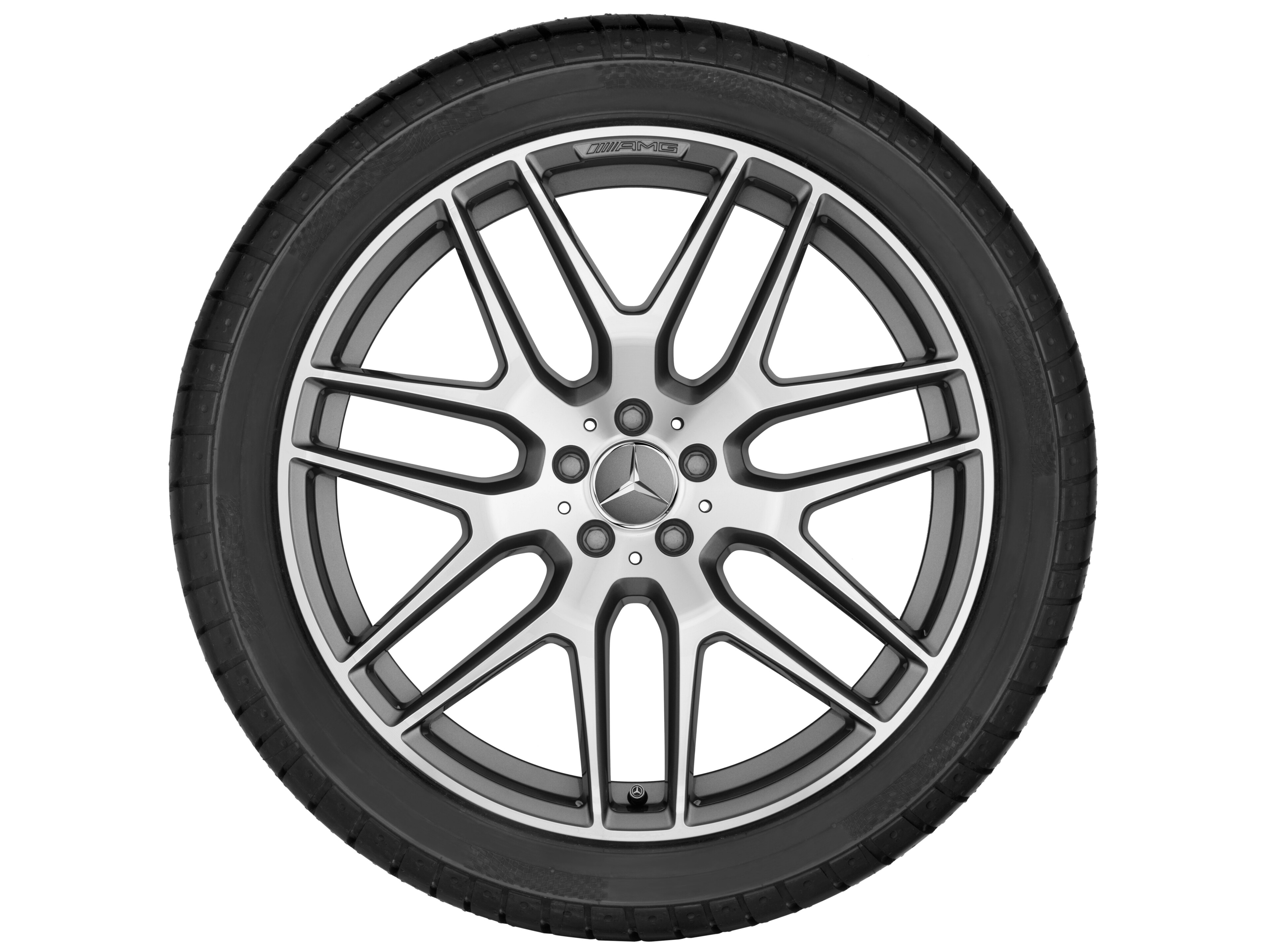 AMG light-alloy wheel, in cross-spoke design, 53.3 cm (21-inch) - 10 J x 21 ET 46, titanium grey, high-sheen